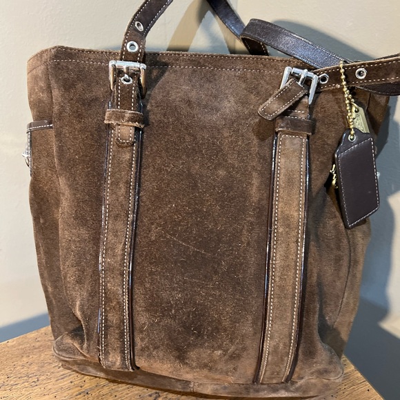 COACH Brown Leather Suede Hampton Tote Bag - Picture 12 of 12